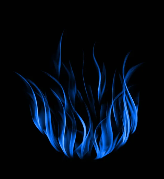 Blå Lågan Brand Effekt Med Svart Bakgrund — Stockfoto