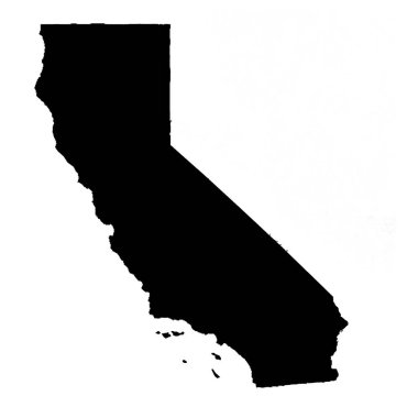 siyah harita California beyaz arkaplan 