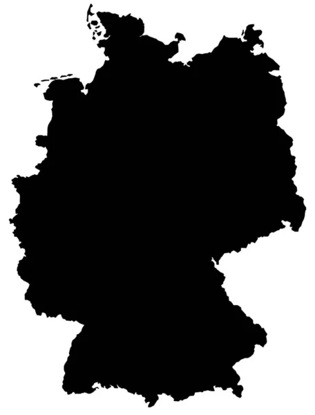 白色背景下的德国黑色地图 — 图库照片