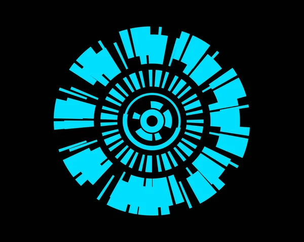 Αφηρημένο Τεχνολογικό Υπόβαθρο Μπλε Χρώμα Μαύρο Φόντο Μπλε Κύκλος Hud — Φωτογραφία Αρχείου