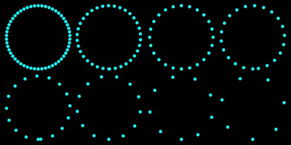 Σύνολο Μπλε Διακεκομμένων Κύκλων Μαύρο Φόντο Τεχνολογία Ολογράμματος Κύκλου Μπλε — Φωτογραφία Αρχείου