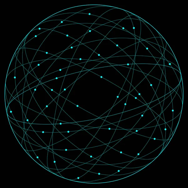 Esfera Abstrata Linhas Azuis Fundo Preto Linha Rede Abstact Rodada — Fotografia de Stock