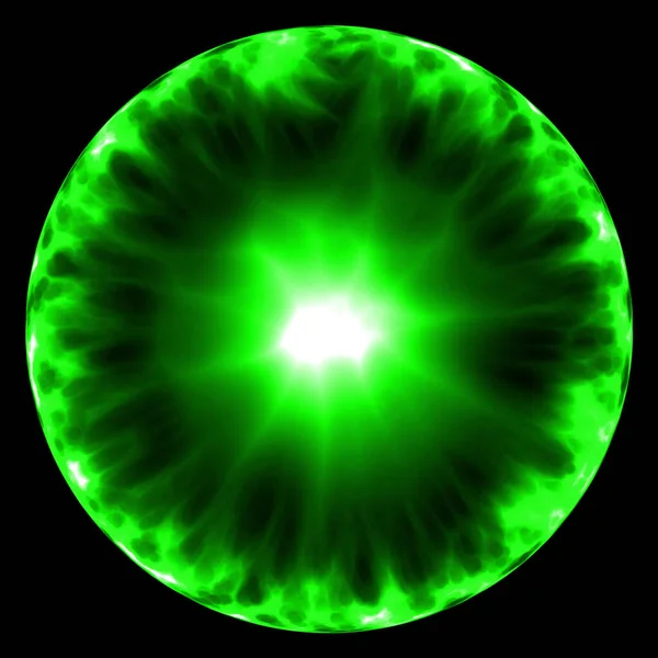 Αφηρημένος Πράσινος Κύκλος Μαύρο Φόντο Φανταστική Φράκταλ Υφή Ψηφιακή Τέχνη — Φωτογραφία Αρχείου