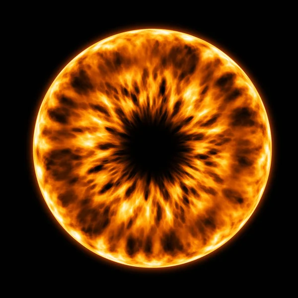Siyah Arka Planda Kızgın Güneş Ateşli Bir Güneşin Tasviri — Stok fotoğraf