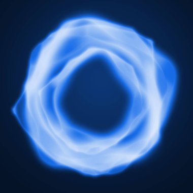 Soyut duman mavi ışık dairesi hologram yıldırım portalı 