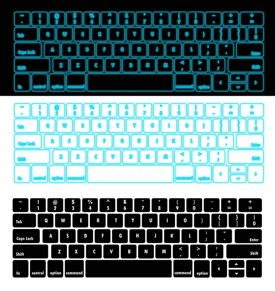 keyboard hologram blue light laptop notebook computer png. Set of computer keyboard.  isolated on white and black background.