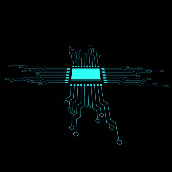 chip circuit board blue 3d illustration. Circuit board illustration. Technology background. Graphic concept for your design