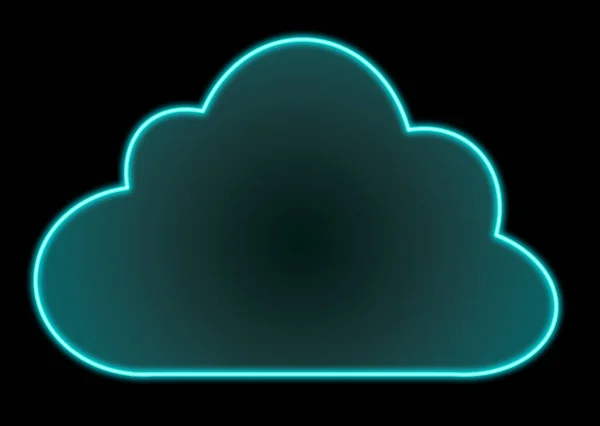 Neon cloud icon isolated on black background.