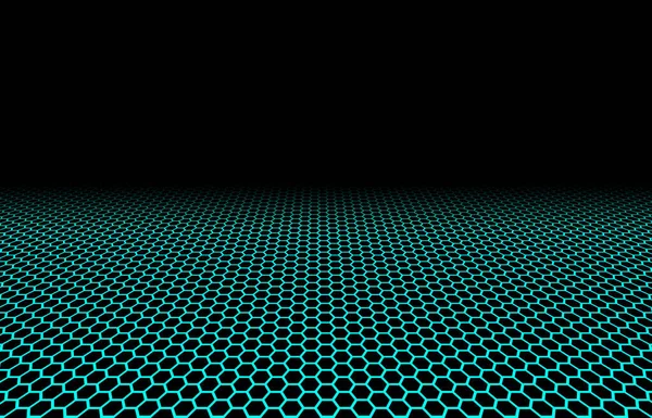 Hexagon grid background. 3d illustration. Perspective grid.