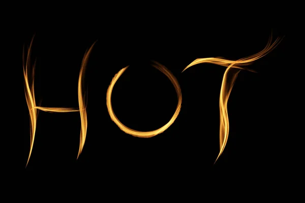 Hot Word Written Fire Flames Black Background — Stock Photo, Image