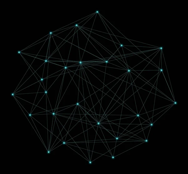 Abstraktes Polygonales Netz Mit Leuchtenden Linien Und Punkten — Stockfoto