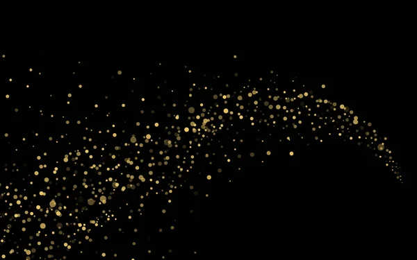Guld Glitter Konfetti Svart Bakgrund Illustration Droppe Blanka Partiklar Dekorativa — Stockfoto