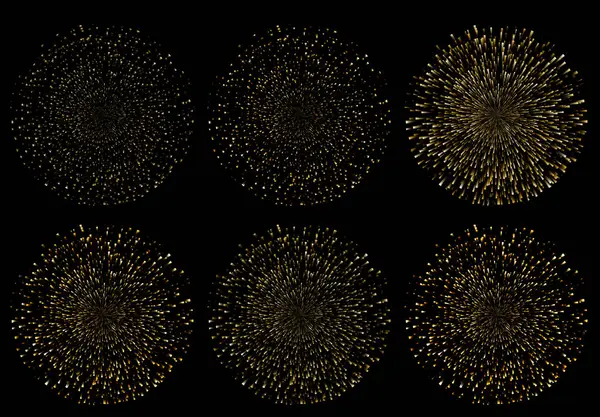 Aranyból Készült Tűzijáték Fekete Háttérrel Aranytűzijáték Készlet — Stock Fotó