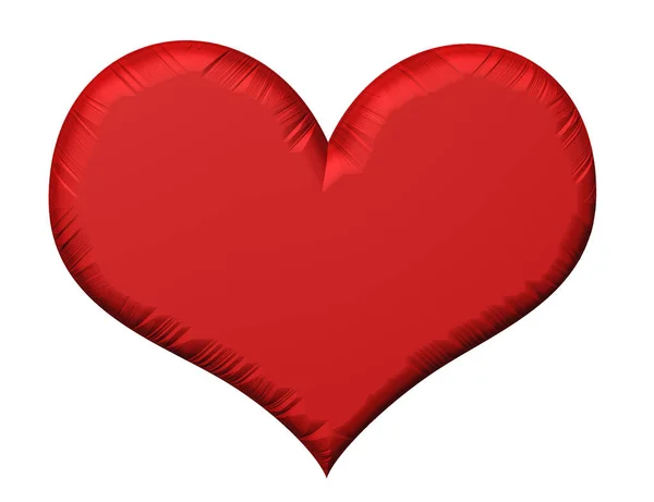 红色心脏被隔绝在白色背景 情人节 — 图库照片