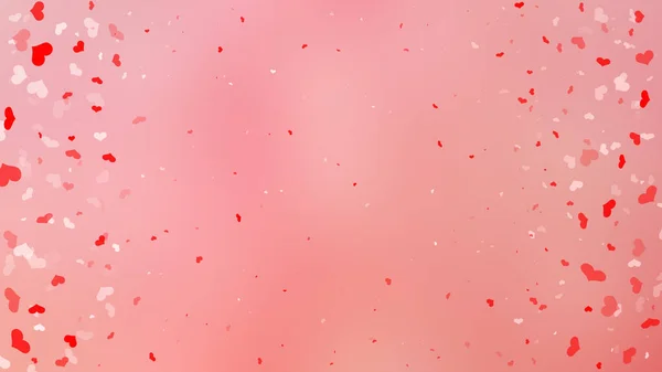 Красное Сердце Любит Конфетти День Святого Валентина Фоне Дождя Падающие — стоковое фото