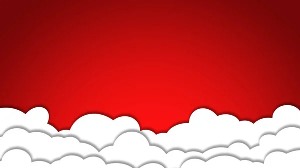 White Clouds Red Background Space Text — Stock Photo, Image