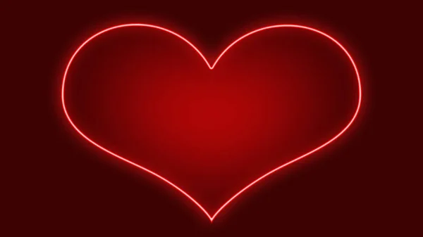 红色的霓虹灯的心脏在红色的背景 情人节 — 图库照片