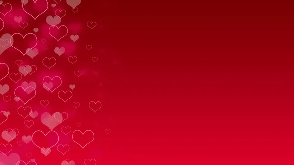 Rode Hart Liefde Confettis Valentijnsdag Gradiënt Prachtige Achtergrond Vallende Gestikte — Stockfoto