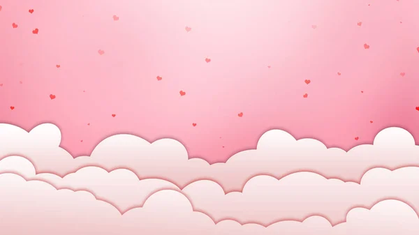 雲と心を持つバレンタインデーの背景 — ストック写真
