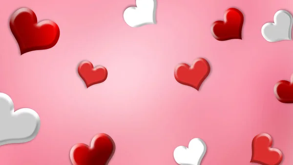 Alla Hjärtans Dag Bakgrund Med Röda Hjärtan — Stockfoto