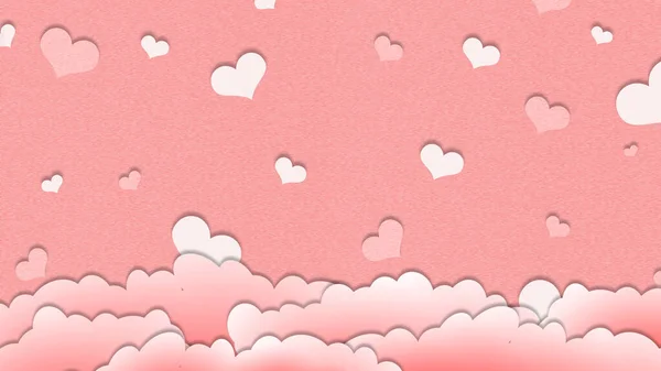Sfondo San Valentino Con Cuori Nuvole — Foto Stock