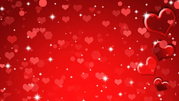 バレンタインデーの背景に赤いハートと星 — ストック写真