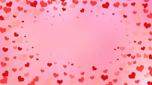 Красное Сердце Любит Конфетти День Святого Валентина Выпадает Дождь Вертикальный — стоковое фото