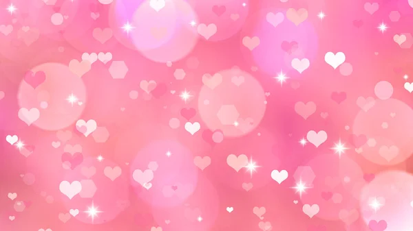 ピンクハートボケの背景バレンタインデーの背景 — ストック写真