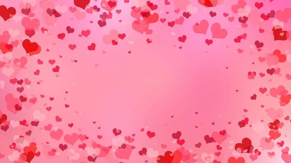 Rode Hart Liefde Confettis Valentijnsdag Vallende Regen Opmerkelijke Achtergrond Vallende — Stockfoto