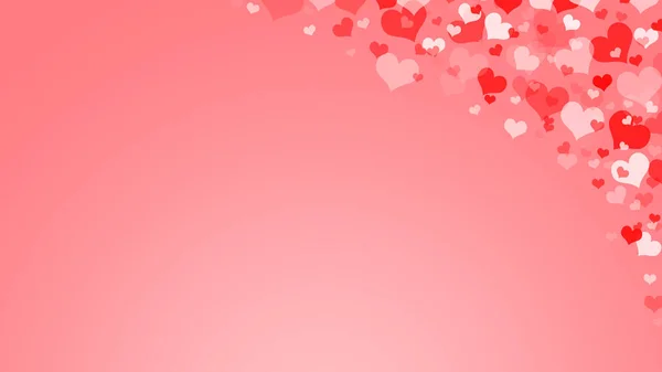 赤いハートの愛の告白 バレンタインデーのグラデーションが目を引く背景 グラデーションの背景に紙のハートのコンフェッティを落下 — ストック写真