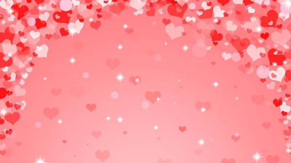 День Святого Валентина Оточений Серцями Зірками Червоне Серце Любить Конфеті — стокове фото
