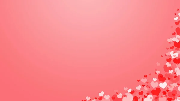 Rode Hart Liefde Confettis Valentijnsdag Hoek Opmerkelijke Achtergrond Vallende Gestikte — Stockfoto