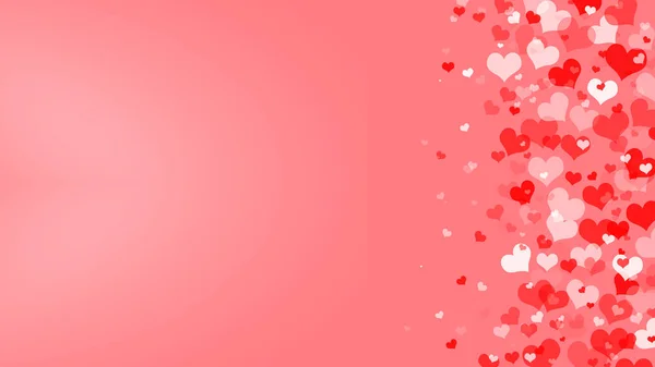 赤いハートの愛の告白 バレンタインデーのグラデーションの見事な背景 グラデーションの背景に紙のハートのコンフェッティを落下 — ストック写真