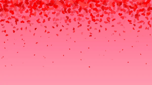 赤いハートの愛の告白 バレンタインデーのグラデーションの背景 ピンクの背景に透明ハートのコンフェッティ — ストック写真