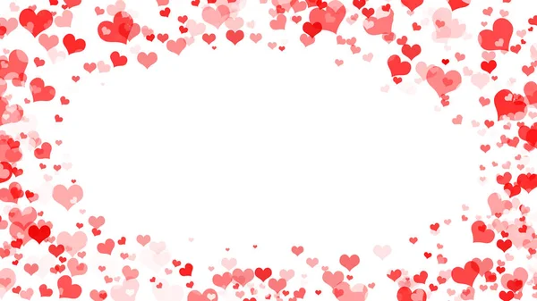 Corazón Rojo Ama Los Confettis Día San Valentín Cayendo Fondo — Foto de Stock