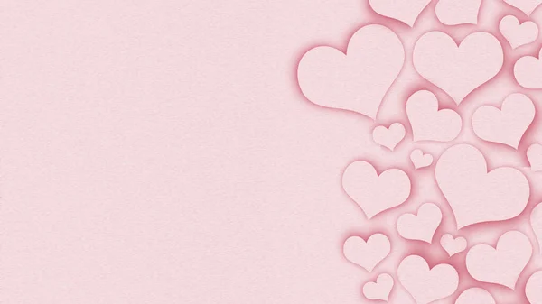 Fond Saint Valentin Avec Des Coeurs Papier Rose — Photo