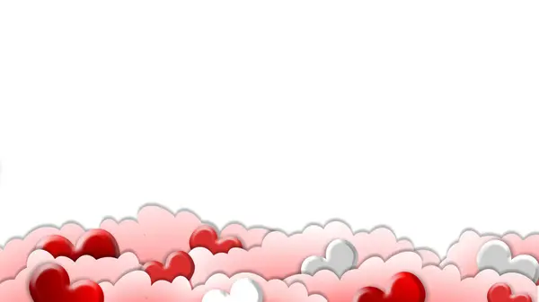 Dia Dos Namorados Fundo Com Corações Vermelhos Brancos Fundo Rosa — Fotografia de Stock