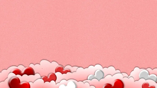 Dia Dos Namorados Fundo Com Corações Vermelhos Brancos Fundo Rosa — Fotografia de Stock
