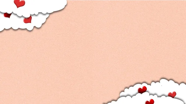 バレンタインデーの背景とハートと雲 — ストック写真