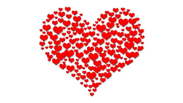 День Святого Валентина Фон Красными Сердцами Белом Фоне — стоковое фото