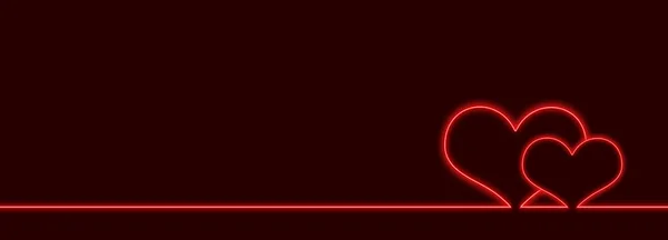 暗赤色の背景に赤いネオンの心 バレンタインデー — ストック写真
