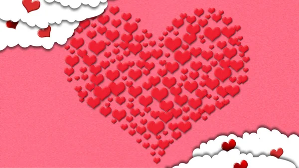 Valentinstag Hintergrund Mit Herzen Und Wolken — Stockfoto