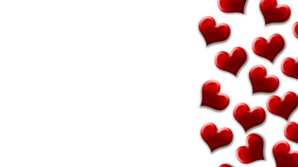 Червоні Серця Білому Тлі День Святого Валентина — стокове фото