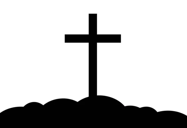 在山上交叉 基督教符号 — 图库照片