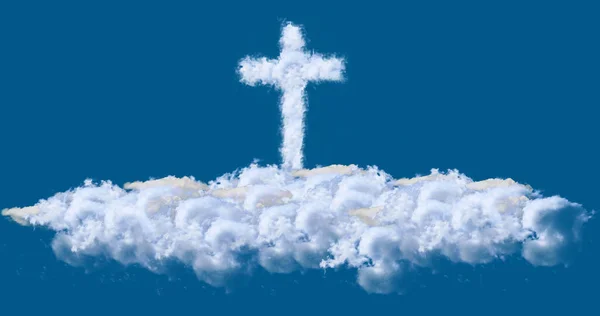 Cross Clouds Blue Background Illustration — Stock Photo, Image