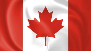 Kanada bayrağı rüzgarda dalgalanıyor. Bir serinin parçası.