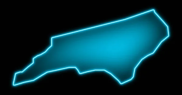 Kaart Noord Carolina Met Blauwe Gloed Futuristisch — Stockfoto