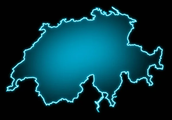 Suíça Mapa Azul Brilho Futurista — Fotografia de Stock