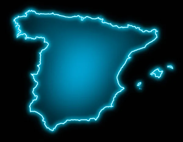 Spanje Kaart Blauw Gloed Futuristisch Ontwerp — Stockfoto