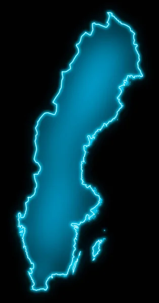 Peta Swedan Dengan Desain Futuristik Cahaya Biru — Stok Foto